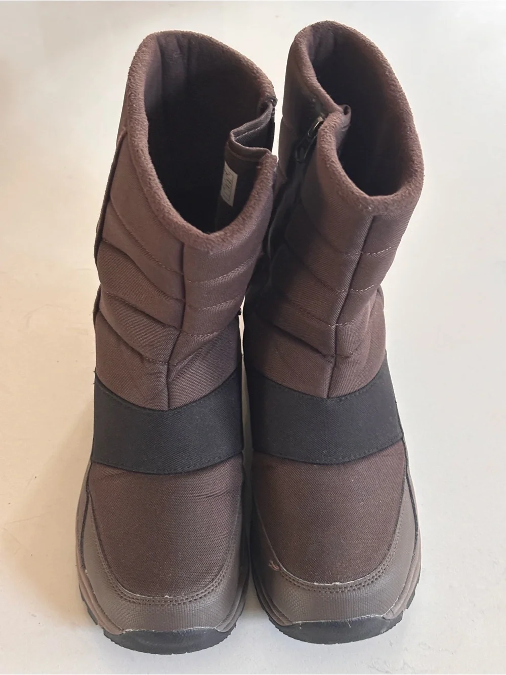 SILENTCARE Mens Brown Winter Mid-Calf Snow Boot Waterproof Size 7